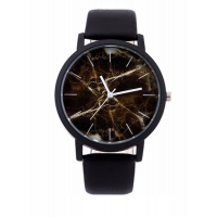Чорний годинник з коричневим мармуровим циферблатом