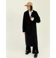 Black straight double-breasted coat