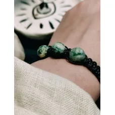Green Moss Agate Bracelet 3 stones