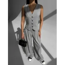  Striped vest palazzo pants suit