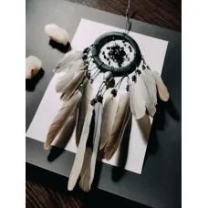 Mini dreamcatcher with obsidian, rauchtopaz, agate