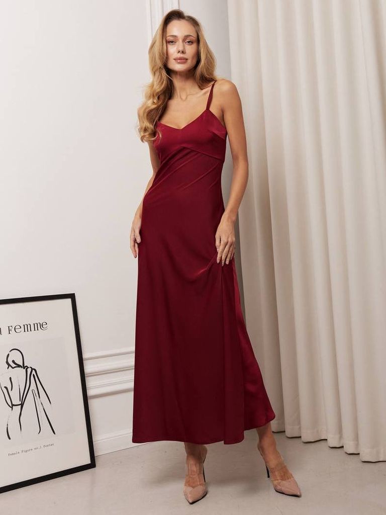 Сатинова довга сукня комбінація