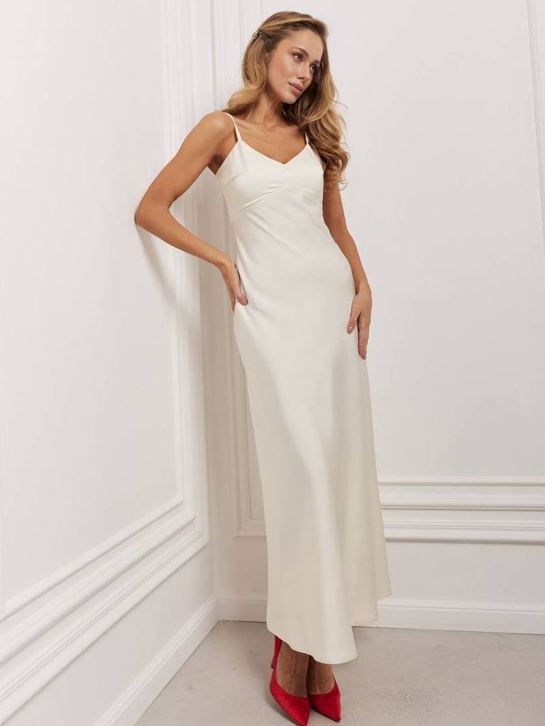 Сатинова довга сукня комбінація