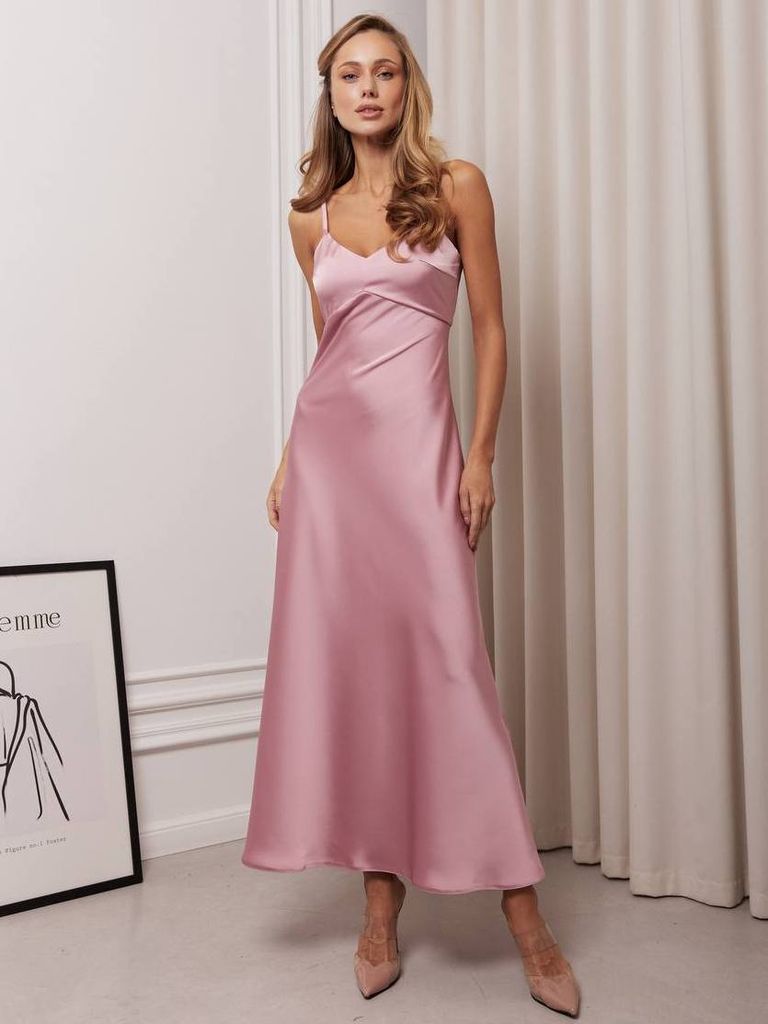 Сатинова довга сукня комбінація