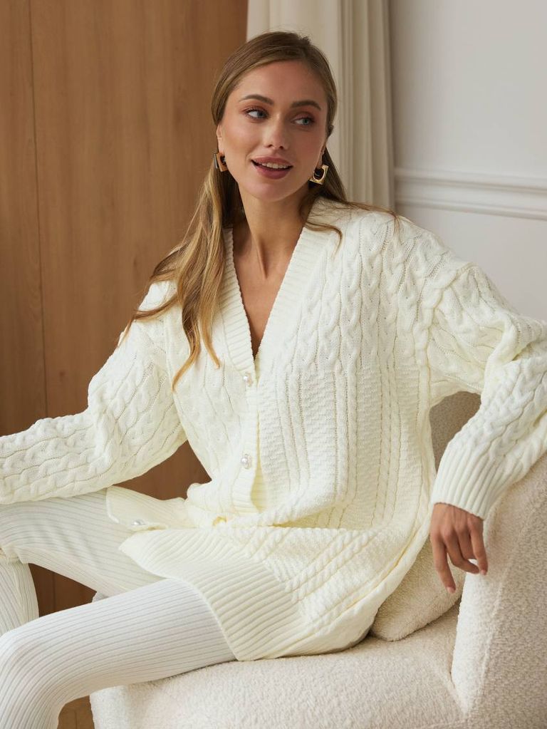 В'язаний костюм кардиган та лосини з мериноса і кашеміру