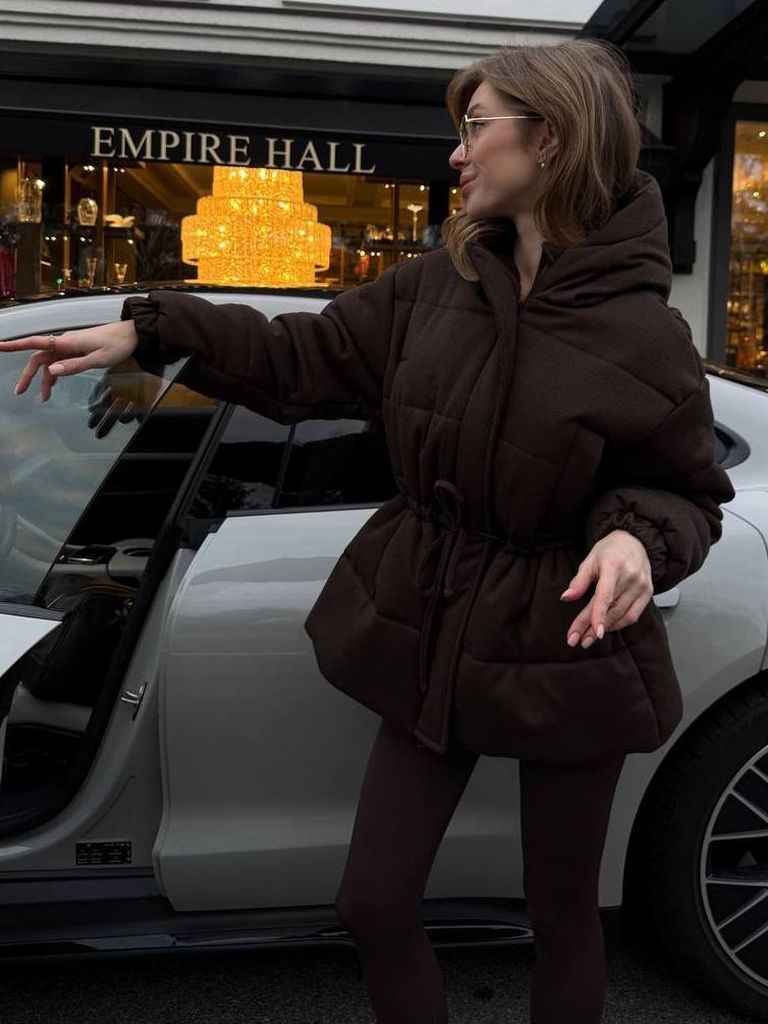 Вовняна зимова куртка парка з куліскою на талії