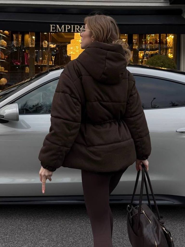 Вовняна зимова куртка парка з куліскою на талії