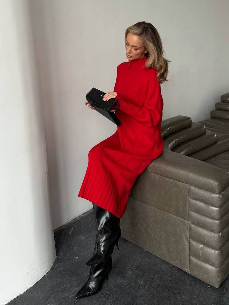 Сукня-светр міді з мериноса та кашеміру