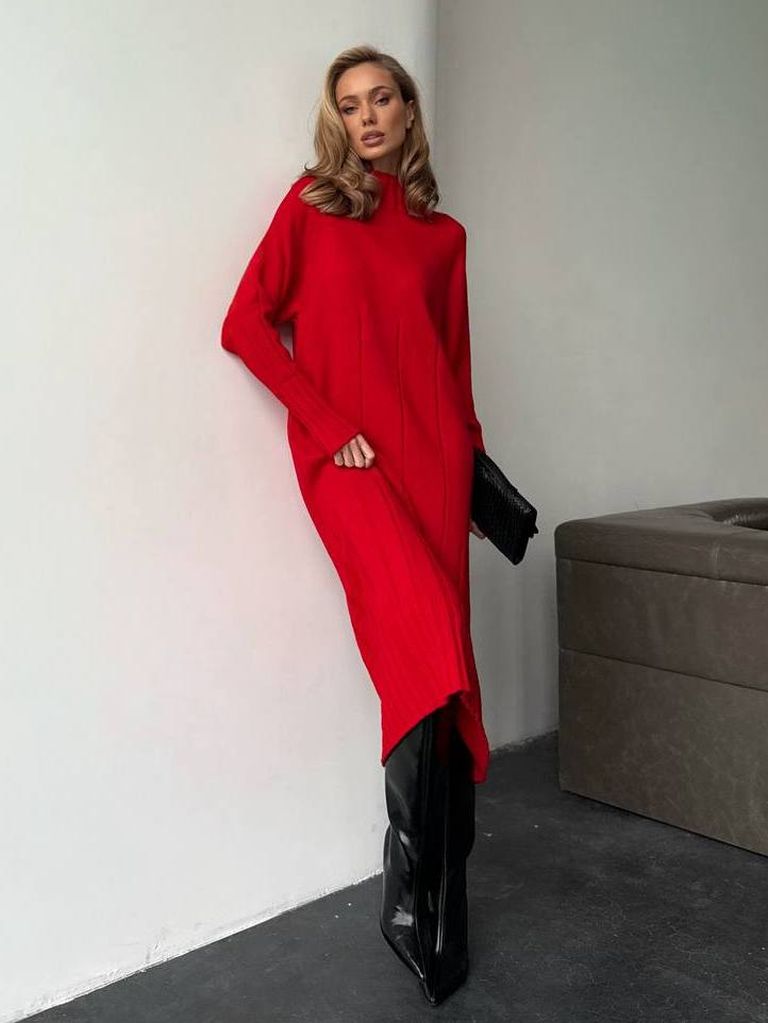 Сукня-светр міді з мериноса та кашеміру