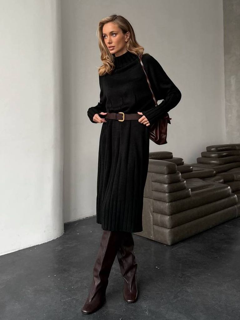 Сукня-светр міді з мериноса та кашеміру