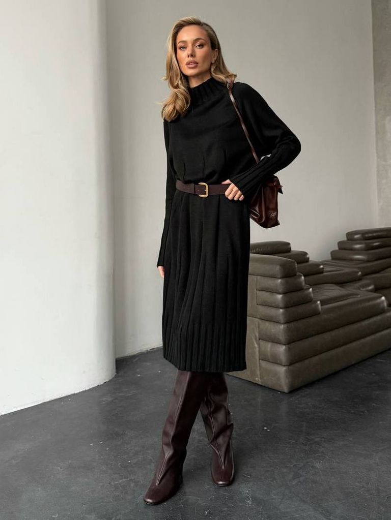 Сукня-светр міді з мериноса та кашеміру