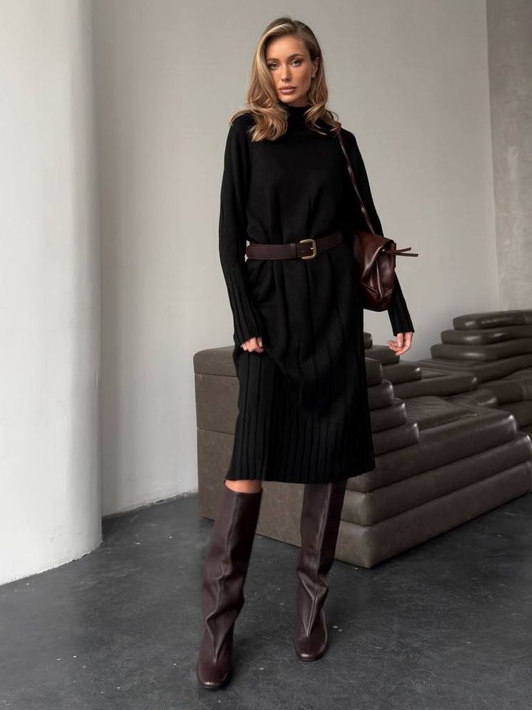 Сукня-светр міді з мериноса та кашеміру