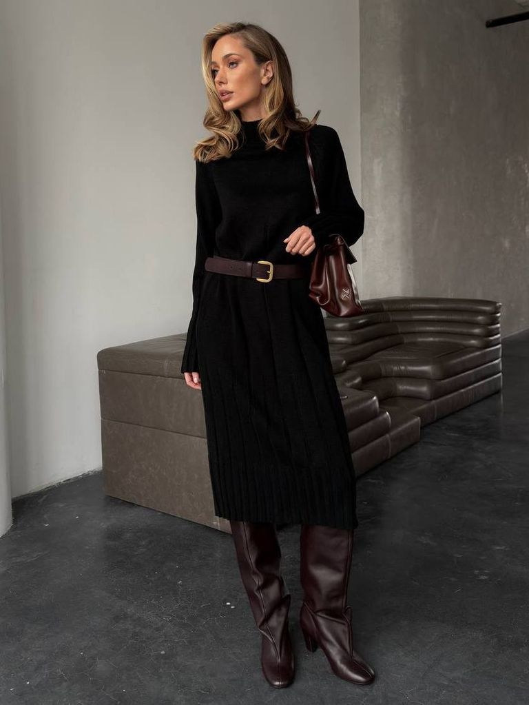 Сукня-светр міді з мериноса та кашеміру