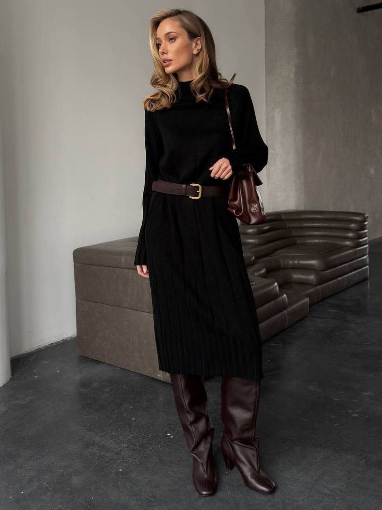 Сукня-светр міді з мериноса та кашеміру