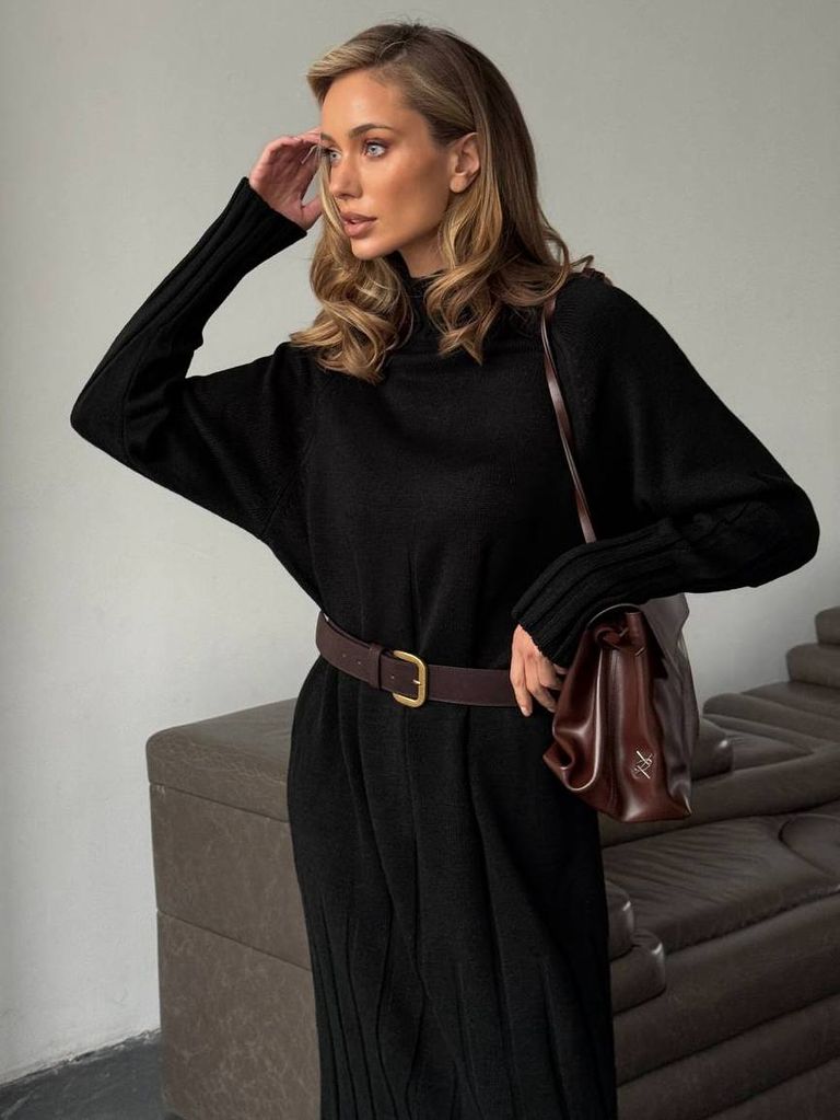 Сукня-светр міді з мериноса та кашеміру