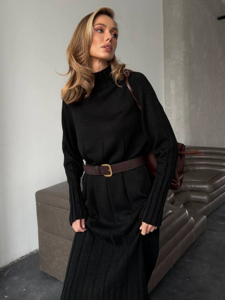 Сукня-светр міді з мериноса та кашеміру