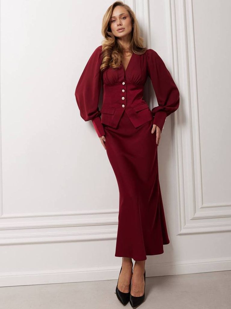 Довга сатинова спідниця