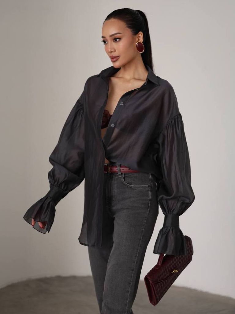 Напівпрозора сорочка з тенселу