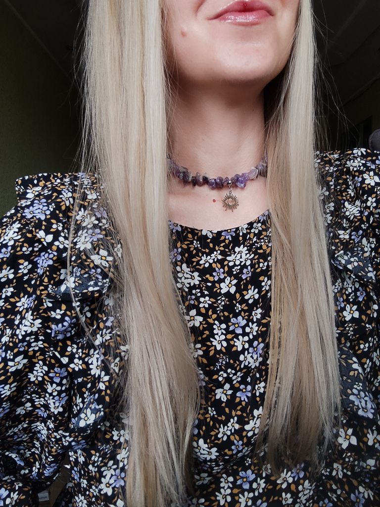 Аметистовий чокер з підвіскою око 