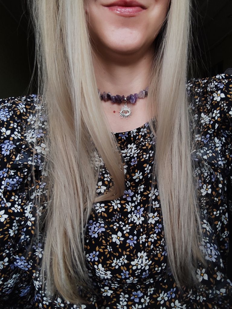 Аметистовий чокер з підвіскою око 