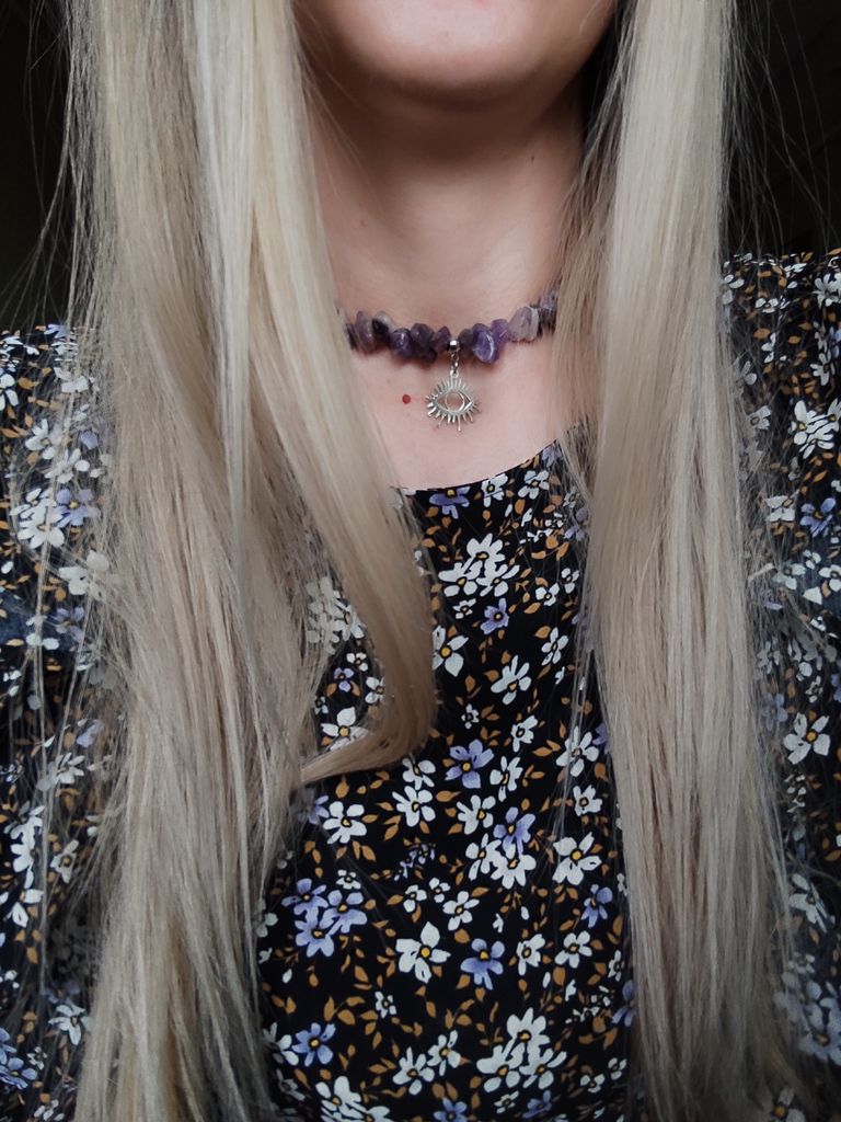 Аметистовий чокер з підвіскою око 