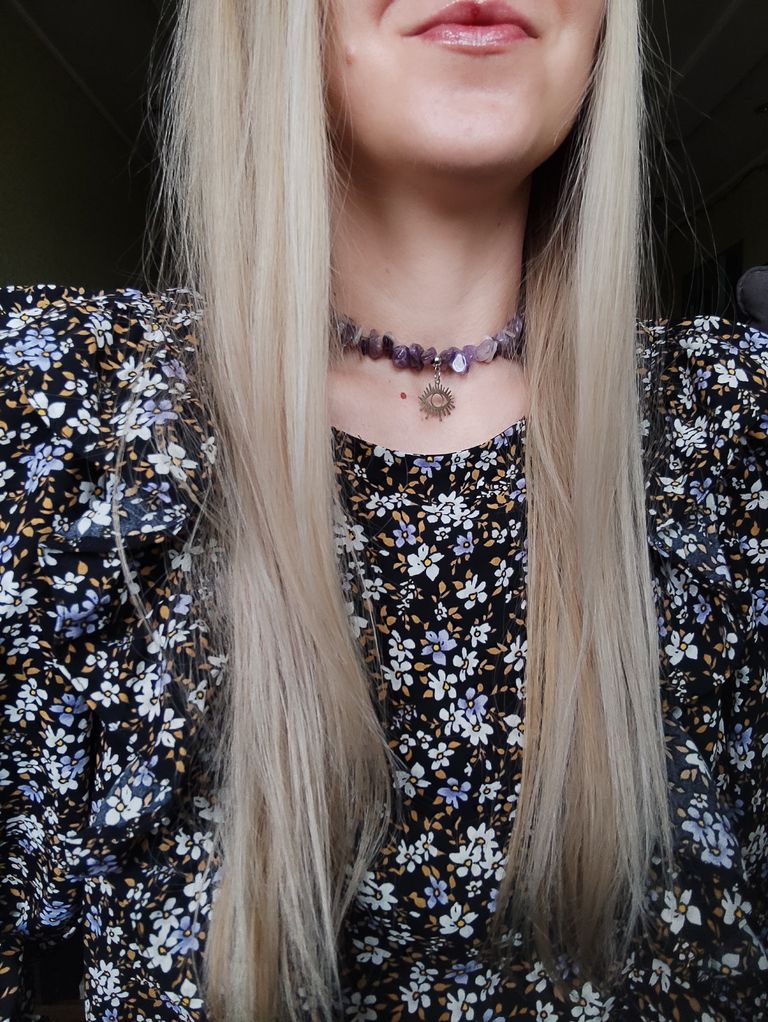 Аметистовий чокер з підвіскою око 