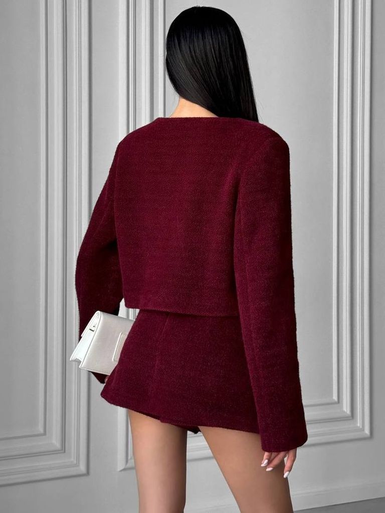 Теплий костюм з пухнастого трикотажу Шанель