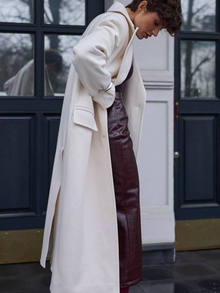 Кашемірове пряме довге пальто з підплічниками