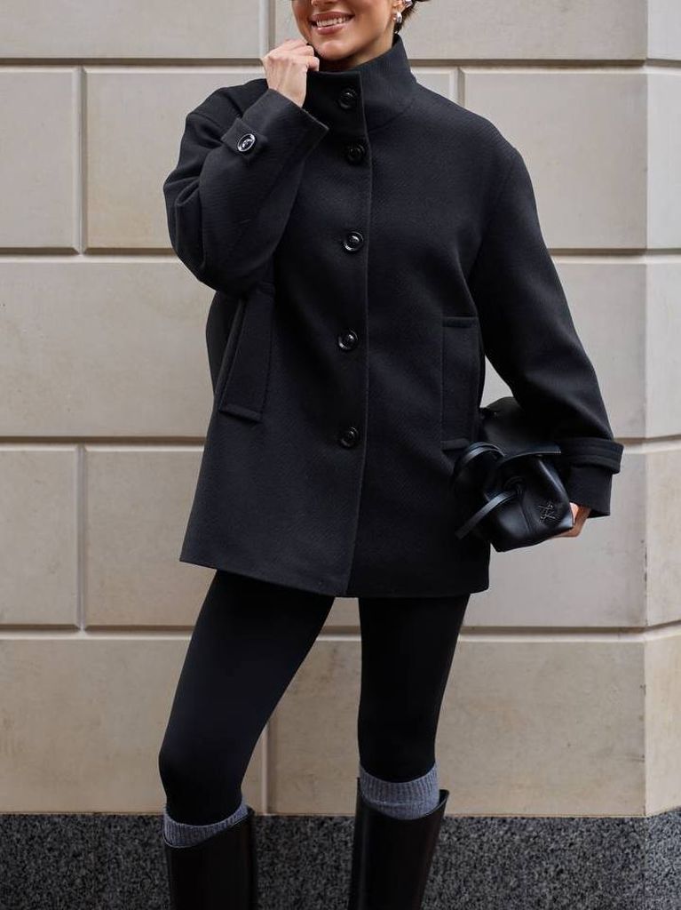 Демісезонне пальто жакет з коміром стійкою