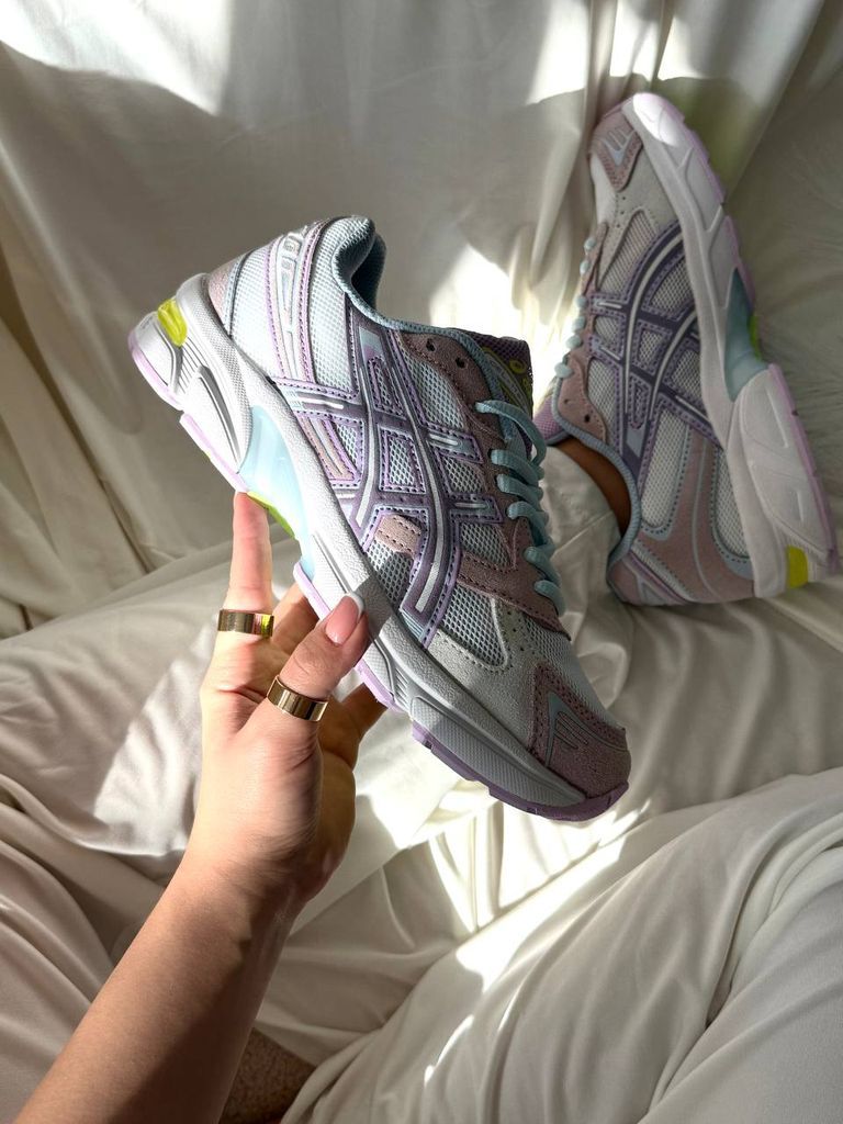 Кросівки рожево-блакитні Asics Gel-1130 White Pink Blue