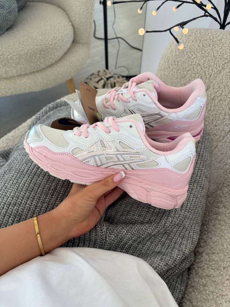 Кросівки біло-рожеві Asics Gel Nyc Silver Pink PREMIUM