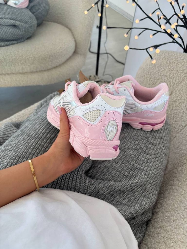 Кросівки біло-рожеві Asics Gel Nyc Silver Pink PREMIUM