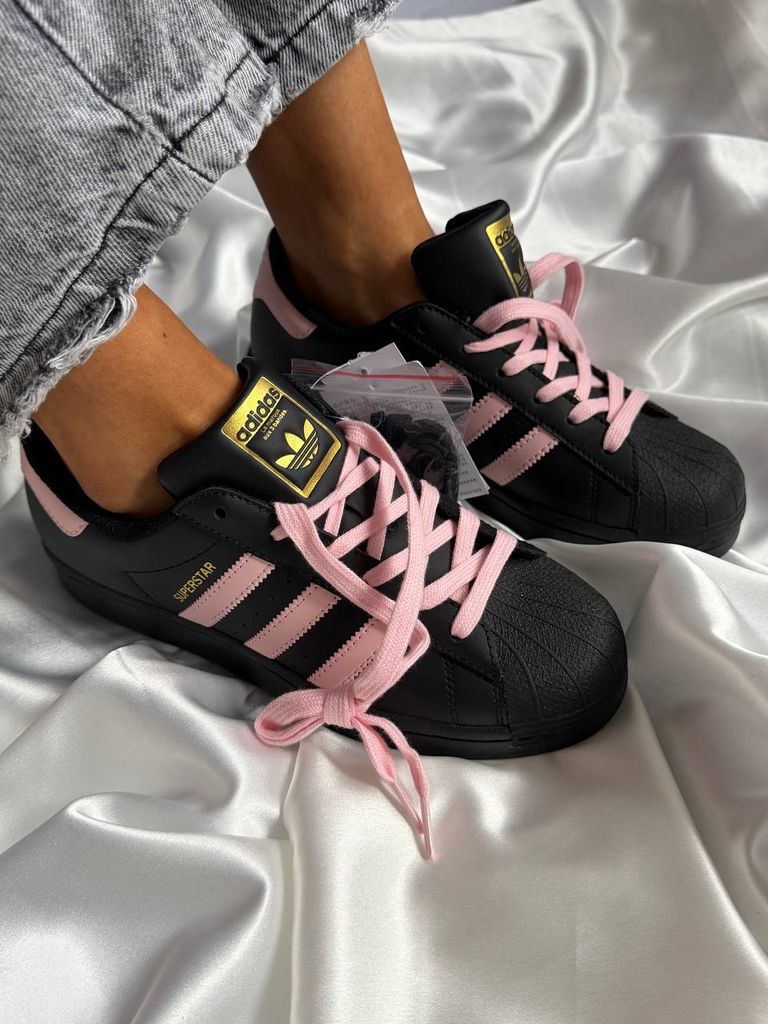 Кросівки чорні Adidas Super Star Black Pink 