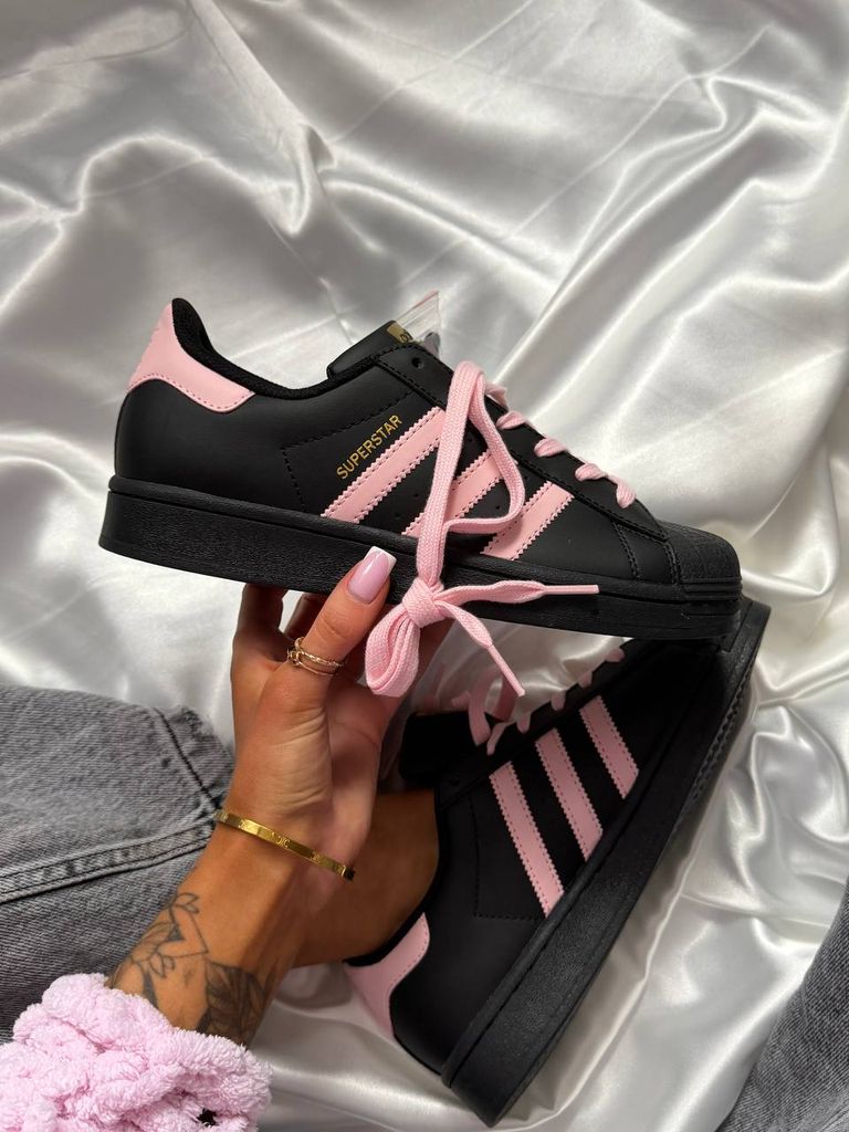 Кросівки чорні Adidas Super Star Black Pink 