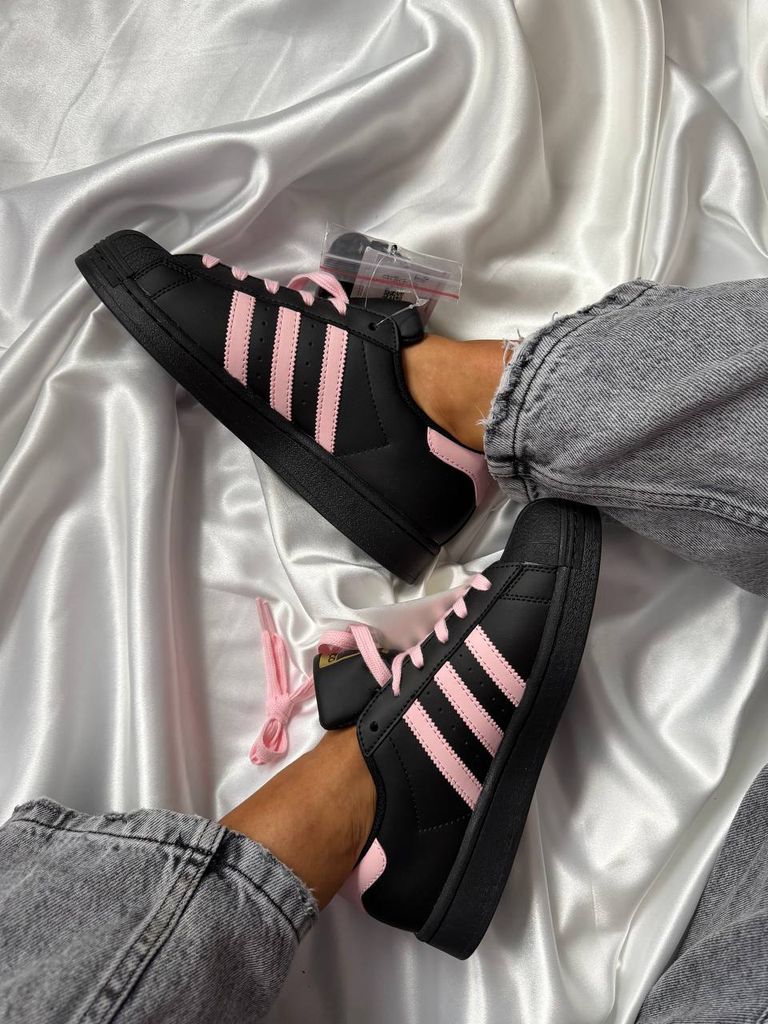 Кросівки чорні Adidas Super Star Black Pink 