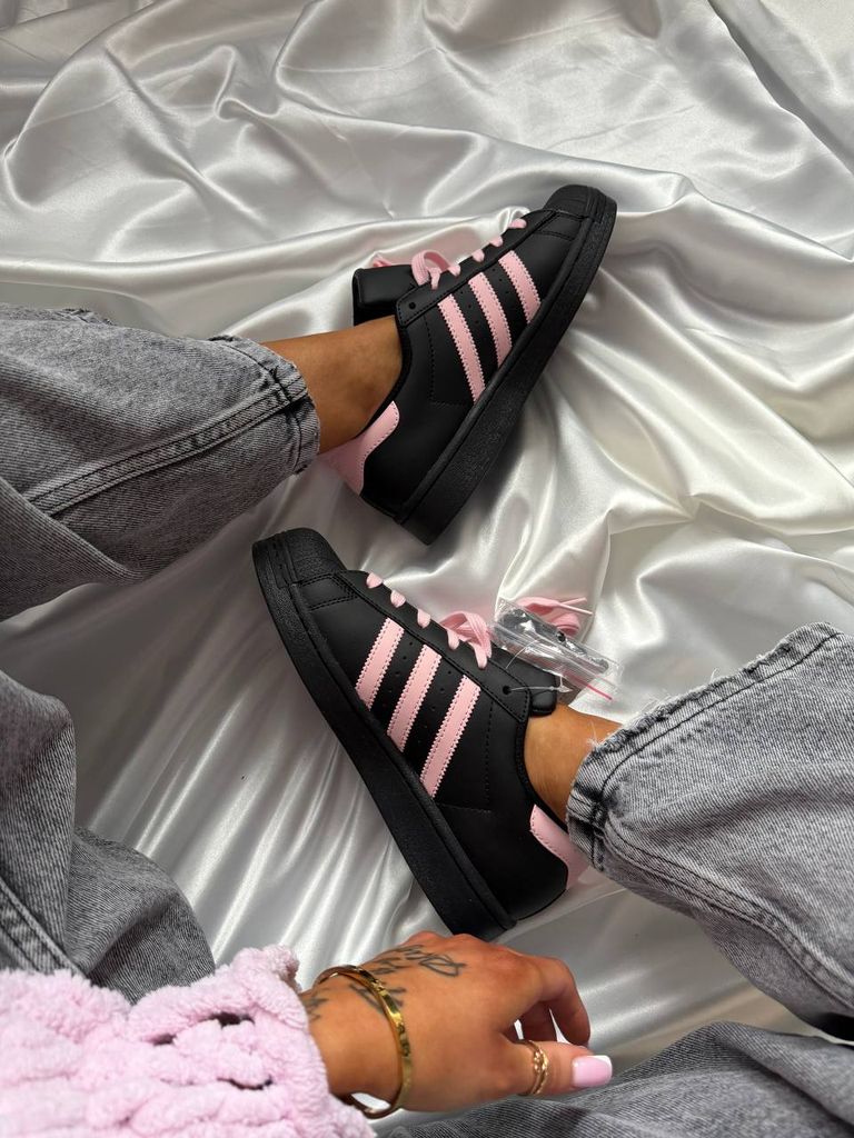 Кросівки чорні Adidas Super Star Black Pink 