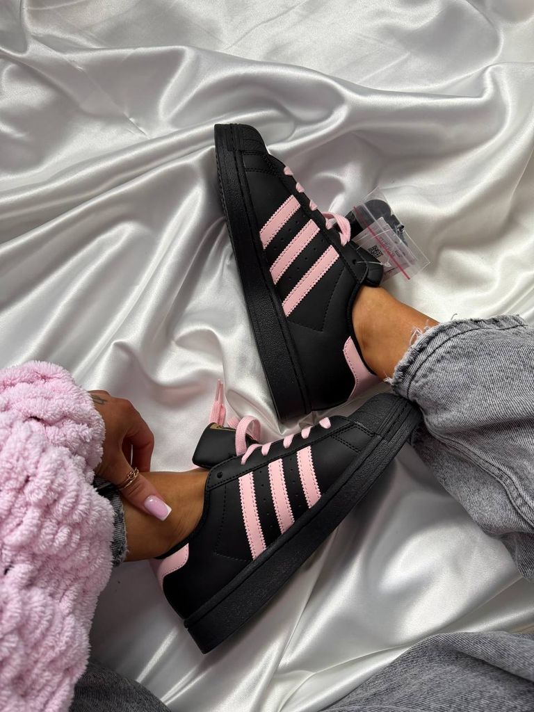 Кросівки чорні Adidas Super Star Black Pink 