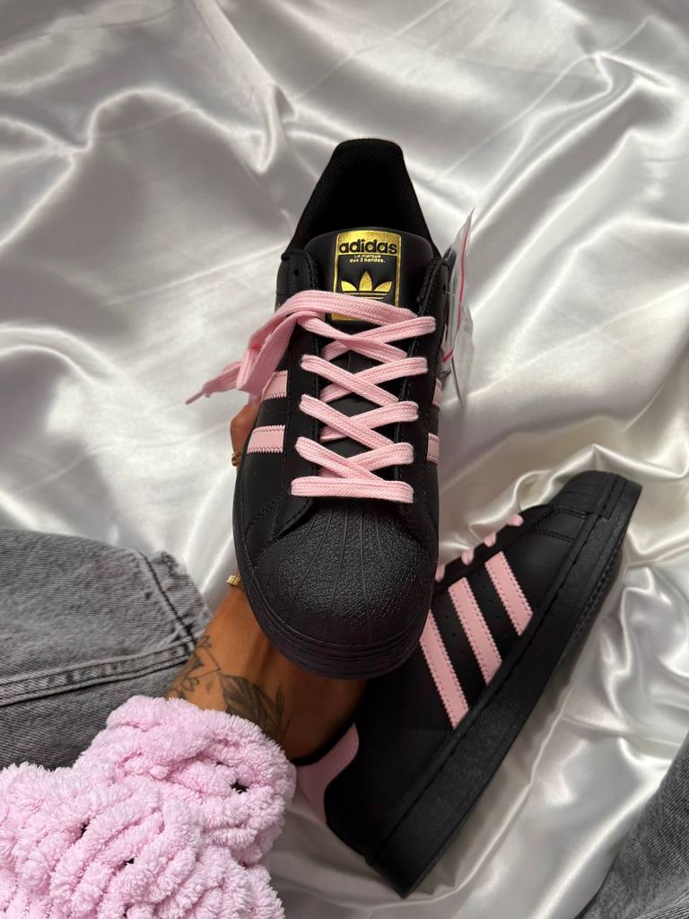 Кросівки чорні Adidas Super Star Black Pink 