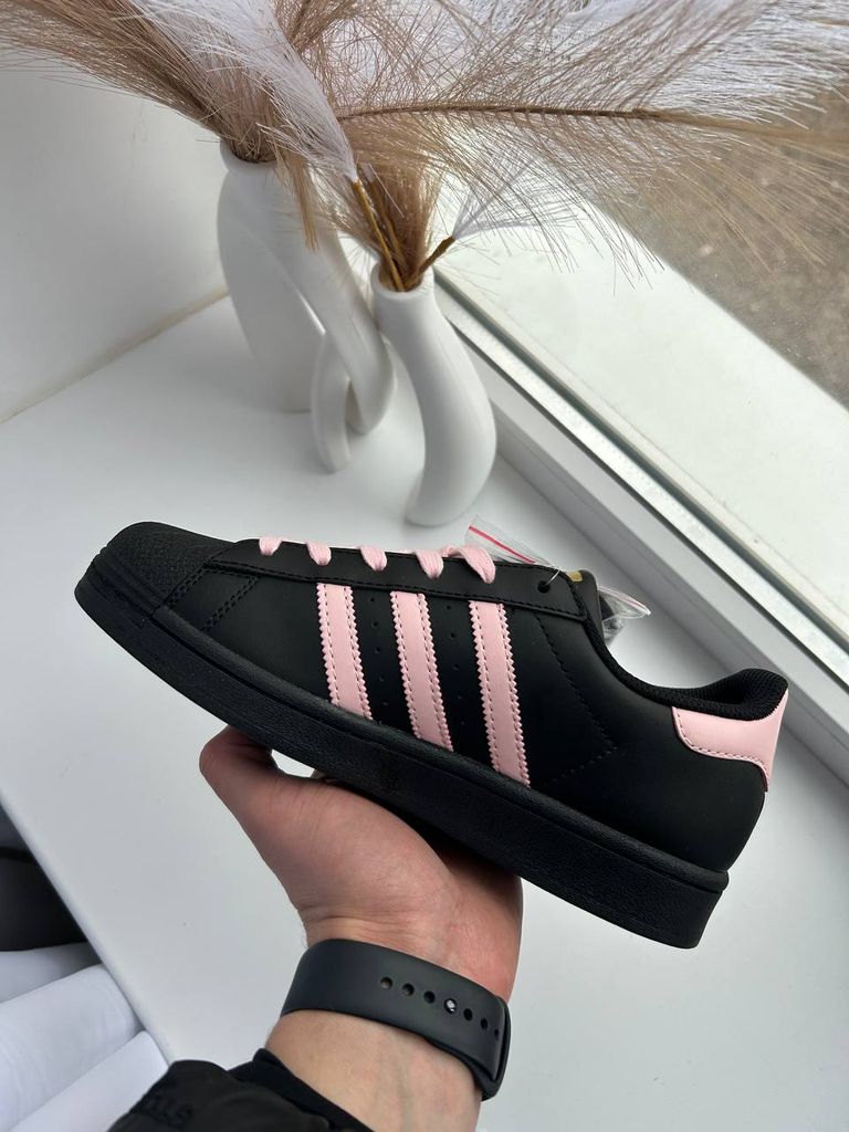 Кросівки чорні Adidas Super Star Black Pink 