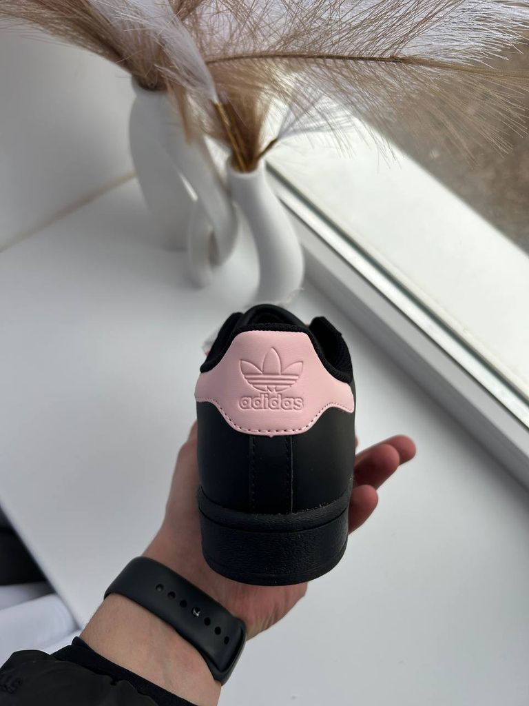 Кросівки чорні Adidas Super Star Black Pink 