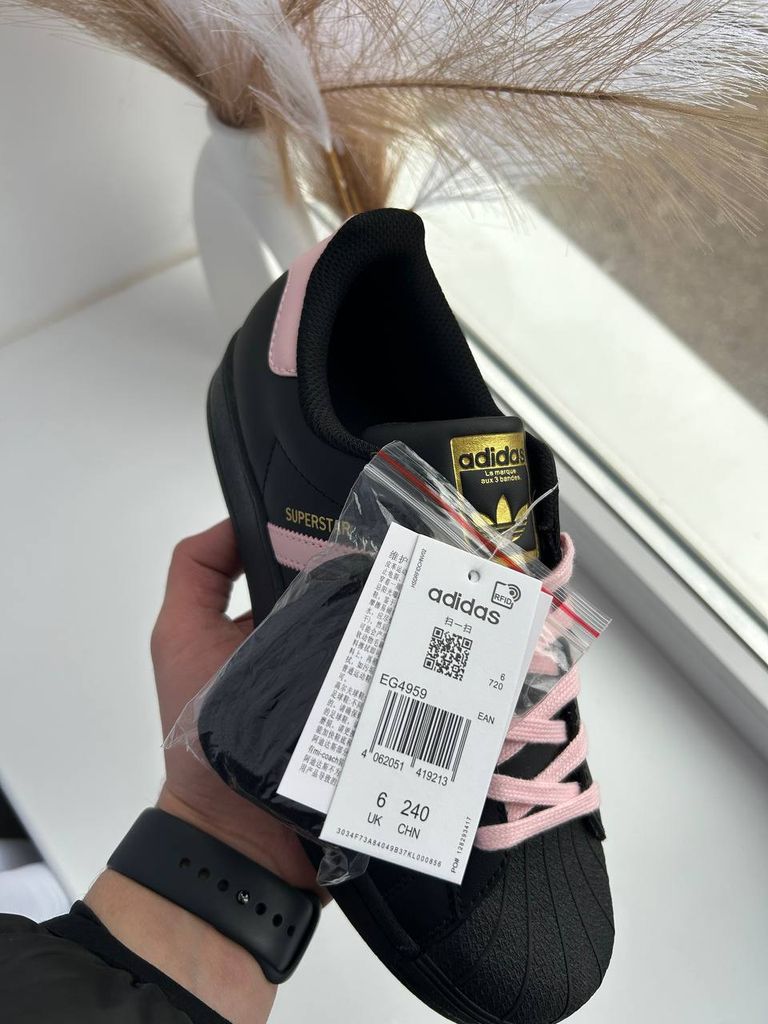 Кросівки чорні Adidas Super Star Black Pink 