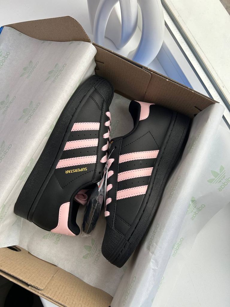 Кросівки чорні Adidas Super Star Black Pink 