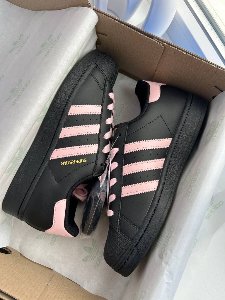 Кросівки чорні Adidas Super Star Black Pink 