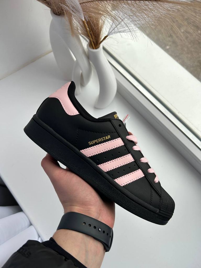 Кросівки чорні Adidas Super Star Black Pink 