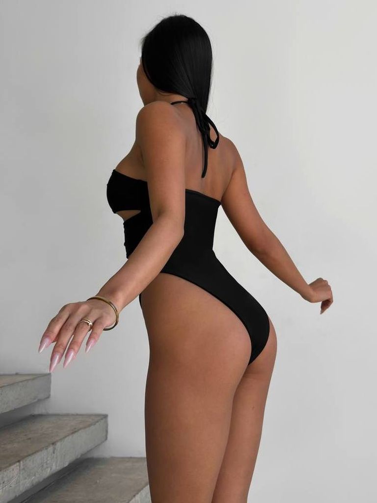 Купальник суцільний з вирізами і 3D квіткою