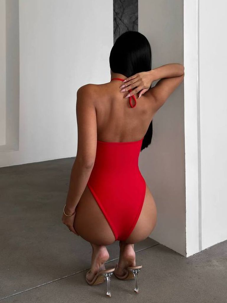 Купальник суцільний з вирізами і 3D квіткою