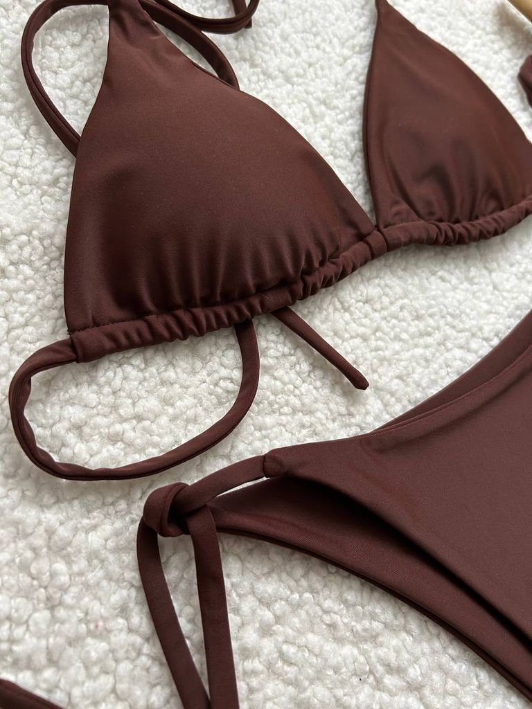 Шоколадний купальник бікіні на зав'язках 