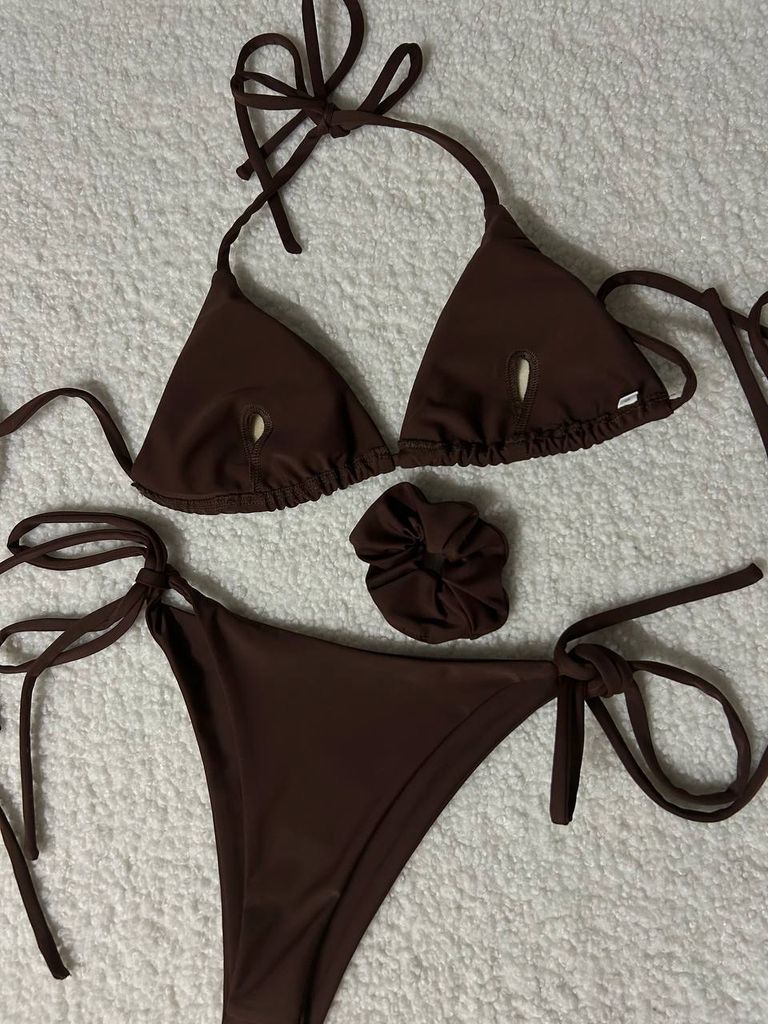 Шоколадний купальник бікіні на зав'язках 