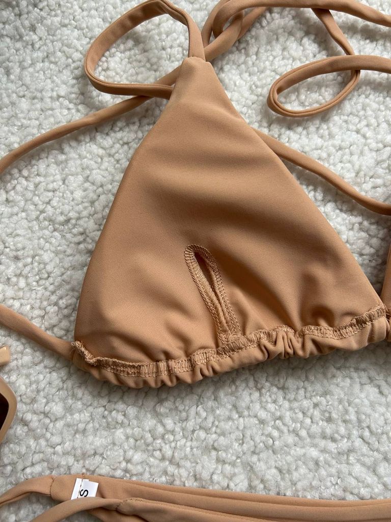 Бежевий купальник бікіні на зав'язках 