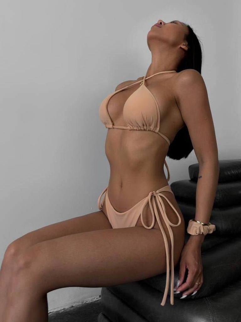 Бежевий купальник бікіні на зав'язках 